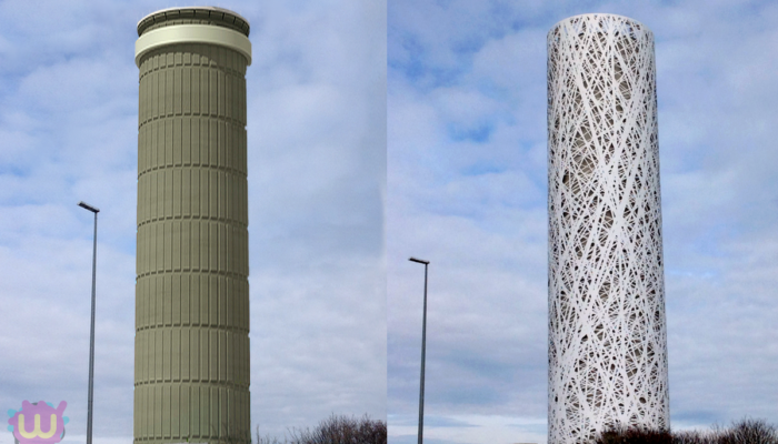 Gasperich water tower covered in toilet paper - chateau d'eau