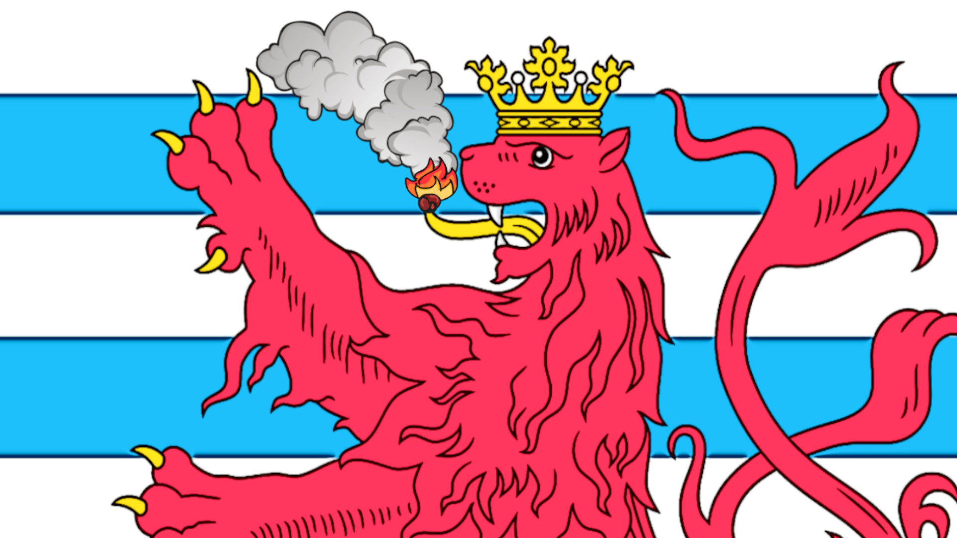 Red lion of Luxembourg burning tongue