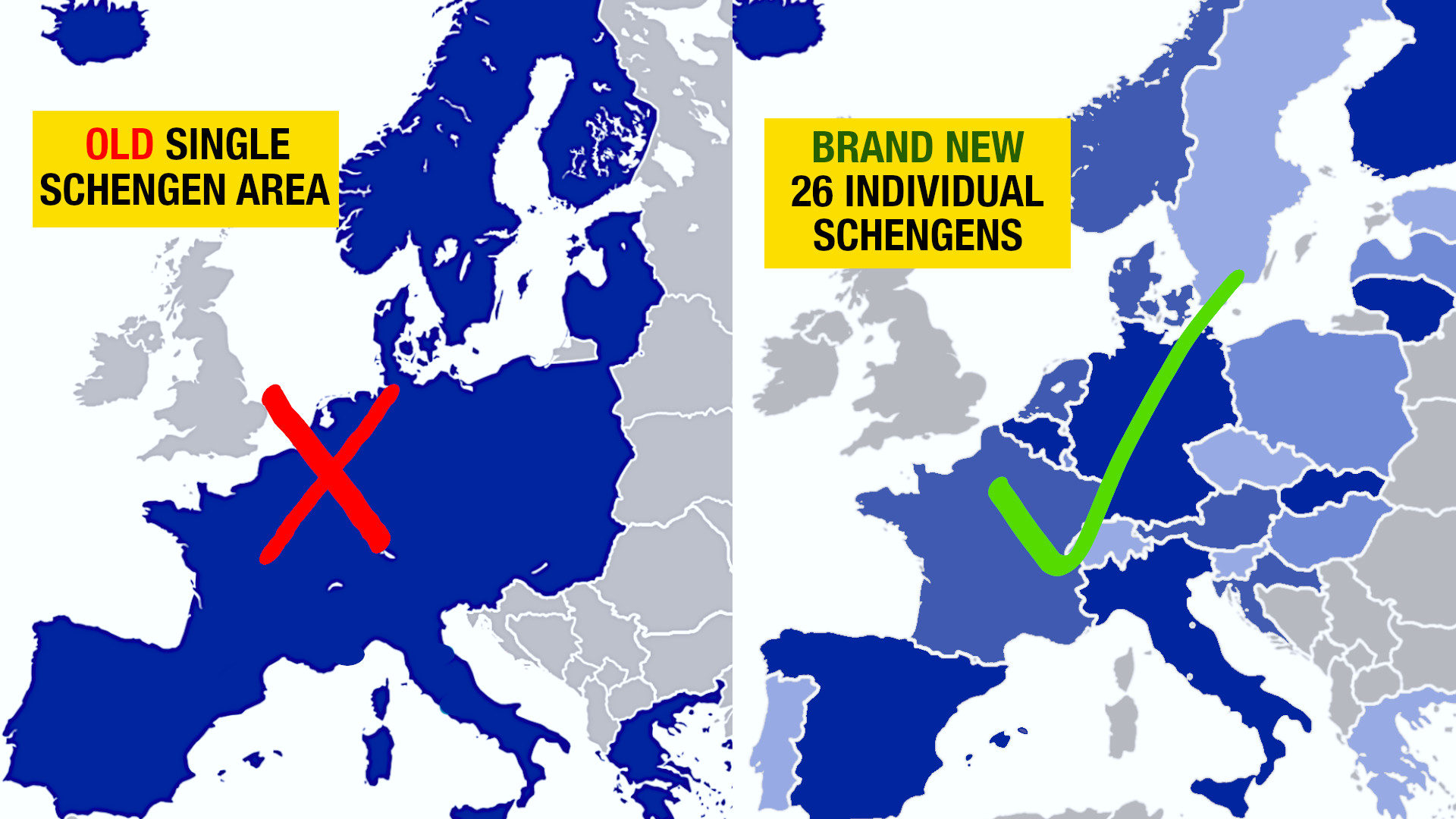 New Schengen area - 26 individual Schengens