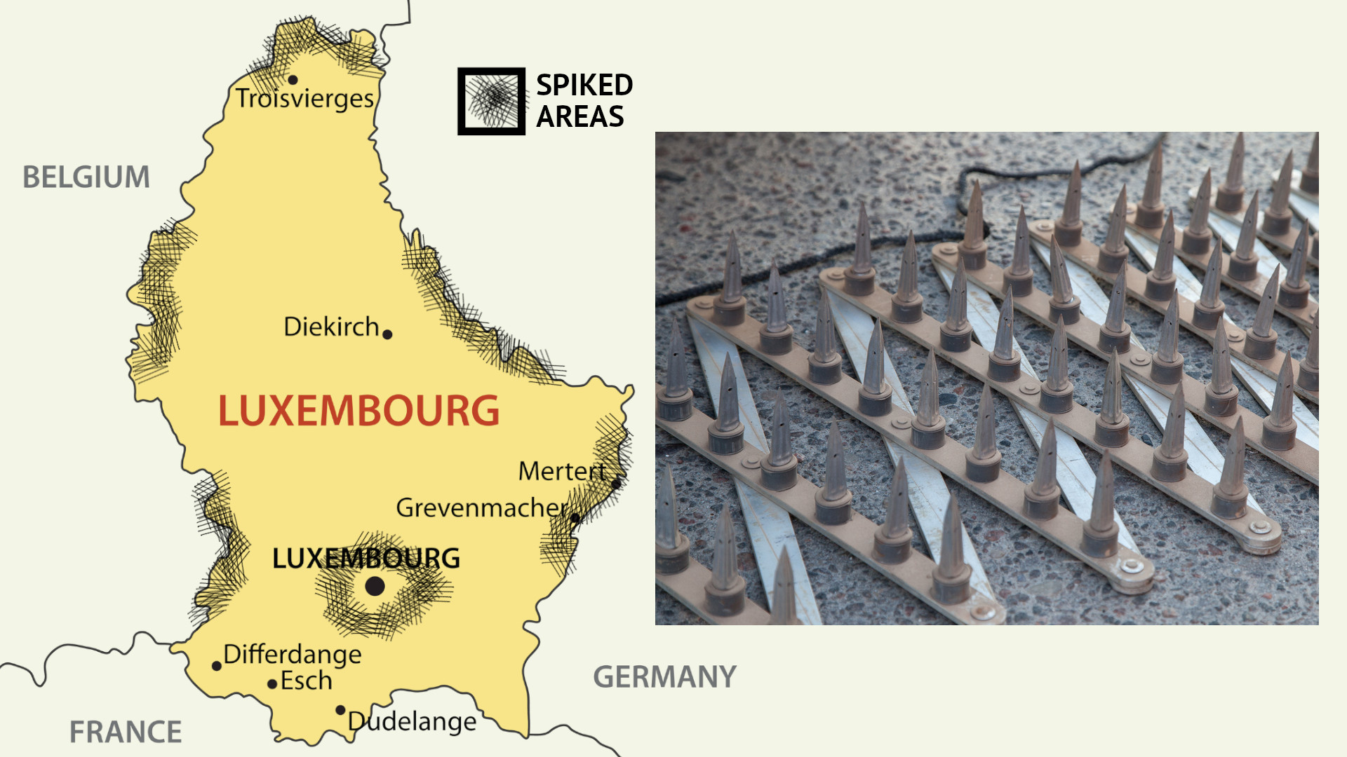 Road spikes Luxembourg tourism